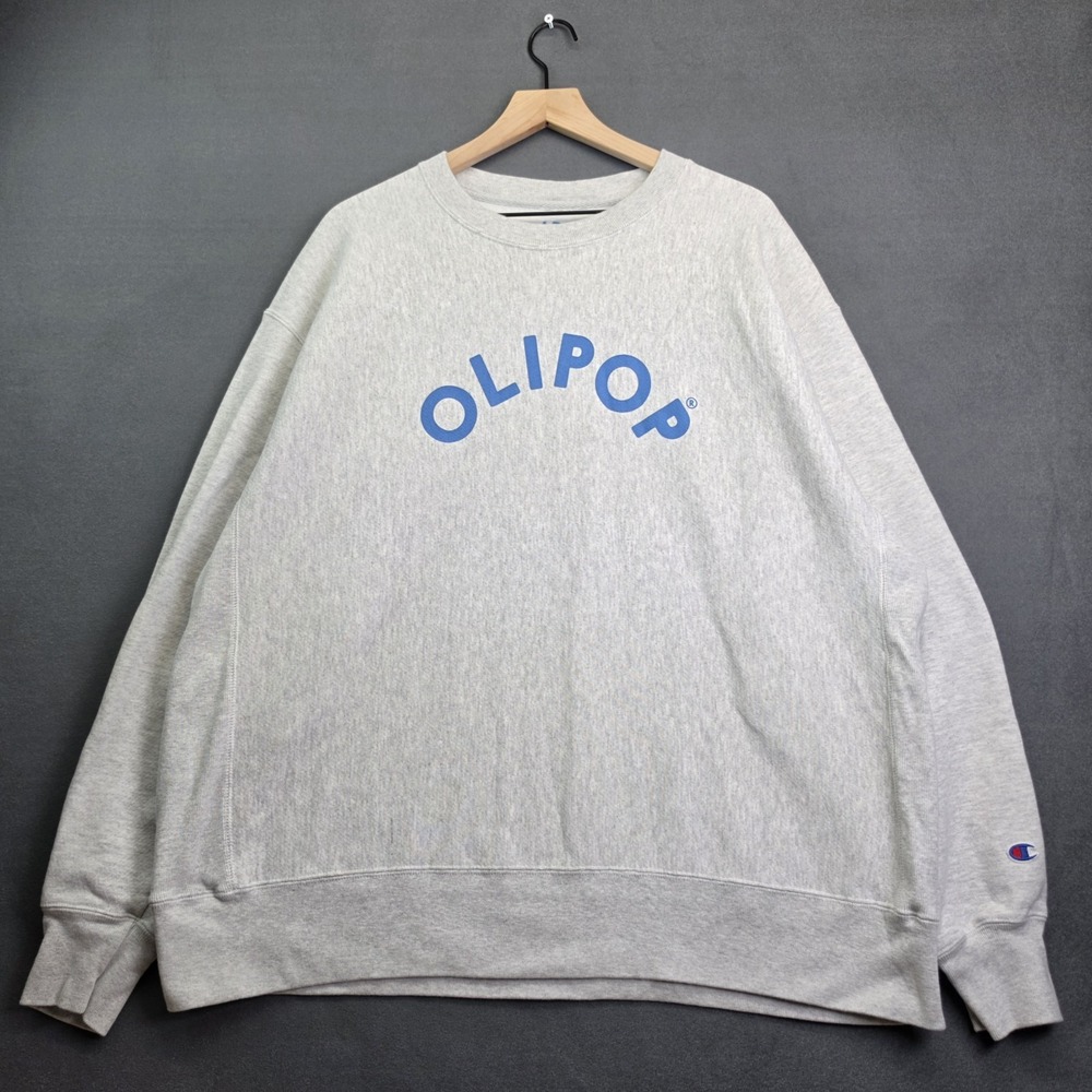OLIPOP Champion Reverse Weave Sweatshirt Men 2XL Grey Heather Crewneck Oversized
